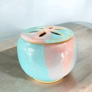 Vintage Small House Pottery Handmade in Sanger TX Hand Made Storage Jar Canister